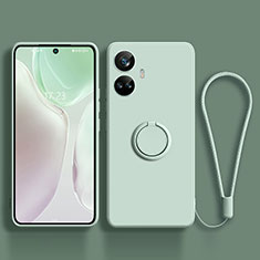 Ultra-thin Silicone Gel Soft Case Cover with Magnetic Finger Ring Stand S01 for Realme 10 Pro+ Plus 5G Green