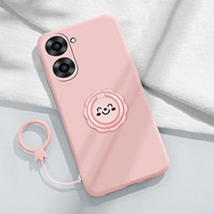 Ultra-thin Silicone Gel Soft Case Cover with Magnetic Finger Ring Stand S01 for Realme 10S 5G Red