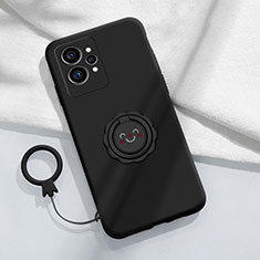 Ultra-thin Silicone Gel Soft Case Cover with Magnetic Finger Ring Stand S01 for Realme GT Neo 3T 5G Black