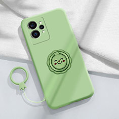 Ultra-thin Silicone Gel Soft Case Cover with Magnetic Finger Ring Stand S01 for Realme GT Neo 3T 5G Green