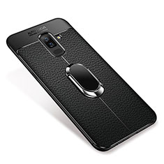 Ultra-thin Silicone Gel Soft Case Cover with Magnetic Finger Ring Stand S01 for Samsung Galaxy A6 Plus (2018) Black