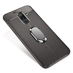 Ultra-thin Silicone Gel Soft Case Cover with Magnetic Finger Ring Stand S01 for Samsung Galaxy A9 Star Lite Gray