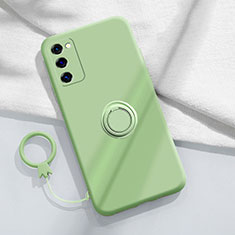 Ultra-thin Silicone Gel Soft Case Cover with Magnetic Finger Ring Stand S01 for Samsung Galaxy S20 FE (2022) 5G Green