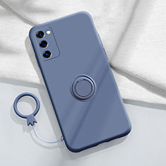 Ultra-thin Silicone Gel Soft Case Cover with Magnetic Finger Ring Stand S01 for Samsung Galaxy S20 FE 4G Lavender Gray