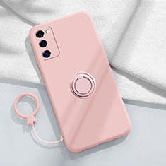 Ultra-thin Silicone Gel Soft Case Cover with Magnetic Finger Ring Stand S01 for Samsung Galaxy S20 Lite 5G Pink