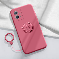 Ultra-thin Silicone Gel Soft Case Cover with Magnetic Finger Ring Stand S01 for Vivo iQOO Z6 5G Red