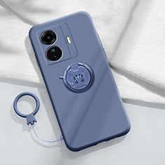 Ultra-thin Silicone Gel Soft Case Cover with Magnetic Finger Ring Stand S01 for Vivo T1 5G Lavender Gray