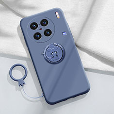 Ultra-thin Silicone Gel Soft Case Cover with Magnetic Finger Ring Stand S01 for Vivo X90 Pro 5G Lavender Gray