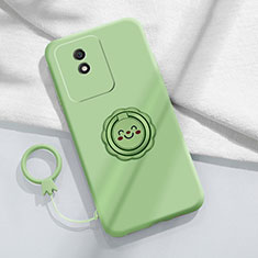 Ultra-thin Silicone Gel Soft Case Cover with Magnetic Finger Ring Stand S01 for Vivo Y02 Green
