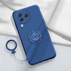 Ultra-thin Silicone Gel Soft Case Cover with Magnetic Finger Ring Stand S01 for Xiaomi Civi 3 5G Blue