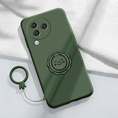 Ultra-thin Silicone Gel Soft Case Cover with Magnetic Finger Ring Stand S01 for Xiaomi Civi 3 5G Green