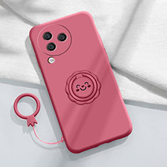 Ultra-thin Silicone Gel Soft Case Cover with Magnetic Finger Ring Stand S01 for Xiaomi Civi 3 5G Hot Pink