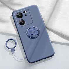 Ultra-thin Silicone Gel Soft Case Cover with Magnetic Finger Ring Stand S01 for Xiaomi Mi 13T 5G Lavender Gray