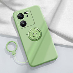 Ultra-thin Silicone Gel Soft Case Cover with Magnetic Finger Ring Stand S01 for Xiaomi Mi 13T 5G Matcha Green