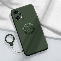 Ultra-thin Silicone Gel Soft Case Cover with Magnetic Finger Ring Stand S01 for Xiaomi Poco F5 5G Green