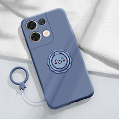 Ultra-thin Silicone Gel Soft Case Cover with Magnetic Finger Ring Stand S01 for Xiaomi Redmi Note 13 5G Lavender Gray