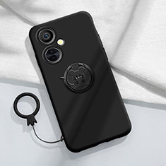 Ultra-thin Silicone Gel Soft Case Cover with Magnetic Finger Ring Stand S02 for OnePlus Nord CE 3 5G Black