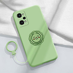 Ultra-thin Silicone Gel Soft Case Cover with Magnetic Finger Ring Stand S02 for Realme GT Neo 3T 5G Green