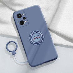Ultra-thin Silicone Gel Soft Case Cover with Magnetic Finger Ring Stand S02 for Realme GT Neo 3T 5G Lavender Gray