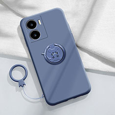 Ultra-thin Silicone Gel Soft Case Cover with Magnetic Finger Ring Stand S02 for Vivo iQOO Z7 5G Lavender Gray