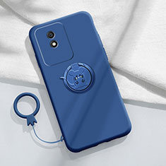 Ultra-thin Silicone Gel Soft Case Cover with Magnetic Finger Ring Stand S02 for Vivo Y11 (2023) Blue
