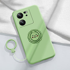 Ultra-thin Silicone Gel Soft Case Cover with Magnetic Finger Ring Stand S02 for Xiaomi Mi 13T 5G Green