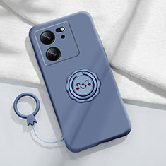 Ultra-thin Silicone Gel Soft Case Cover with Magnetic Finger Ring Stand S02 for Xiaomi Mi 13T 5G Lavender Gray