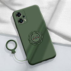 Ultra-thin Silicone Gel Soft Case Cover with Magnetic Finger Ring Stand S02 for Xiaomi Poco F5 5G Midnight Green