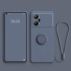 Ultra-thin Silicone Gel Soft Case Cover with Magnetic Finger Ring Stand S03 for Oppo K10 Pro 5G Lavender Gray