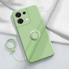 Ultra-thin Silicone Gel Soft Case Cover with Magnetic Finger Ring Stand S03 for Oppo Reno8 Pro 5G Green