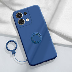 Ultra-thin Silicone Gel Soft Case Cover with Magnetic Finger Ring Stand S03 for Oppo Reno8 Pro+ Plus 5G Blue