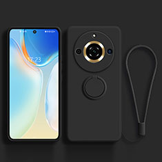 Ultra-thin Silicone Gel Soft Case Cover with Magnetic Finger Ring Stand S03 for Realme 11 Pro 5G Black
