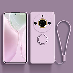 Ultra-thin Silicone Gel Soft Case Cover with Magnetic Finger Ring Stand S03 for Realme 11 Pro 5G Clove Purple