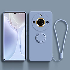 Ultra-thin Silicone Gel Soft Case Cover with Magnetic Finger Ring Stand S03 for Realme 11 Pro 5G Lavender Gray
