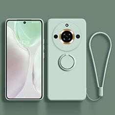 Ultra-thin Silicone Gel Soft Case Cover with Magnetic Finger Ring Stand S03 for Realme 11 Pro 5G Matcha Green