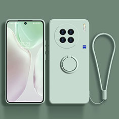 Ultra-thin Silicone Gel Soft Case Cover with Magnetic Finger Ring Stand S03 for Vivo X90 5G Matcha Green