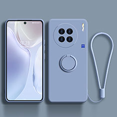 Ultra-thin Silicone Gel Soft Case Cover with Magnetic Finger Ring Stand S03 for Vivo X90 Pro 5G Lavender Gray