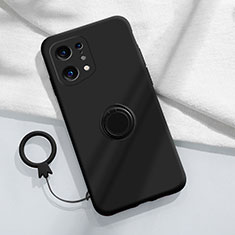 Ultra-thin Silicone Gel Soft Case Cover with Magnetic Finger Ring Stand S04 for Oppo Find X5 Pro 5G Black
