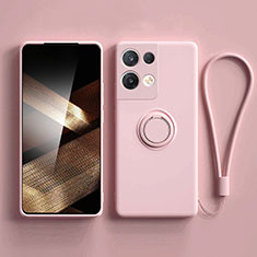 Ultra-thin Silicone Gel Soft Case Cover with Magnetic Finger Ring Stand S06 for Xiaomi Redmi Note 13 5G Pink