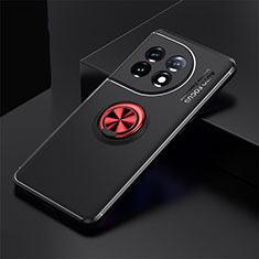 Ultra-thin Silicone Gel Soft Case Cover with Magnetic Finger Ring Stand SD1 for OnePlus 11 5G Red and Black