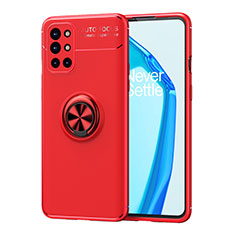 Ultra-thin Silicone Gel Soft Case Cover with Magnetic Finger Ring Stand SD1 for OnePlus 9R 5G Red