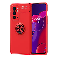 Ultra-thin Silicone Gel Soft Case Cover with Magnetic Finger Ring Stand SD1 for OnePlus 9RT 5G Red