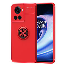 Ultra-thin Silicone Gel Soft Case Cover with Magnetic Finger Ring Stand SD1 for OnePlus Ace 5G Red
