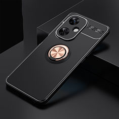 Ultra-thin Silicone Gel Soft Case Cover with Magnetic Finger Ring Stand SD1 for OnePlus Nord CE 3 5G Gold and Black