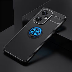 Ultra-thin Silicone Gel Soft Case Cover with Magnetic Finger Ring Stand SD1 for OnePlus Nord N30 5G Blue and Black