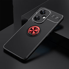 Ultra-thin Silicone Gel Soft Case Cover with Magnetic Finger Ring Stand SD1 for OnePlus Nord N30 5G Red and Black