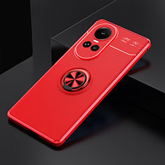 Ultra-thin Silicone Gel Soft Case Cover with Magnetic Finger Ring Stand SD1 for Oppo Reno10 5G Red