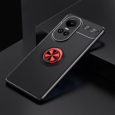 Ultra-thin Silicone Gel Soft Case Cover with Magnetic Finger Ring Stand SD1 for Oppo Reno10 5G Red and Black