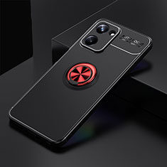 Ultra-thin Silicone Gel Soft Case Cover with Magnetic Finger Ring Stand SD1 for Realme 10 Pro 5G Red and Black