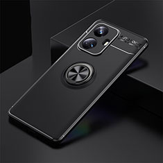 Ultra-thin Silicone Gel Soft Case Cover with Magnetic Finger Ring Stand SD1 for Realme 10 Pro+ Plus 5G Black